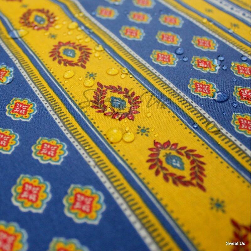 Wipeable Stain Resistant French Chateau Cotton Floral Tablecloth