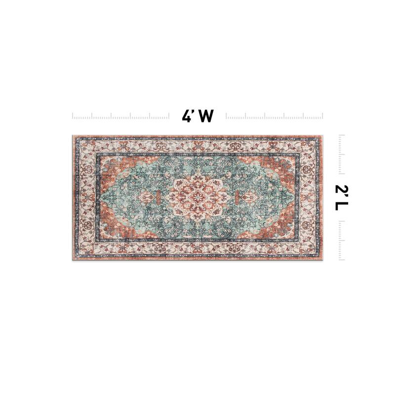 World Rug Gallery Traditional Oriental Medallion Washable Non Slip Area Rug