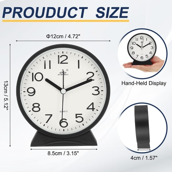 dimension image slide 0 of 4, Analog Alarm Clock, Battery Operated Retro Small Desk Clock for Bedside Bedroom Living Room
