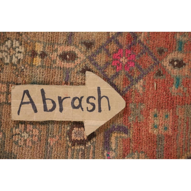 Geometric Zanjan Persian Vintage Runner Rug Handmade Wool Carpet - 3'7"x 9'10"