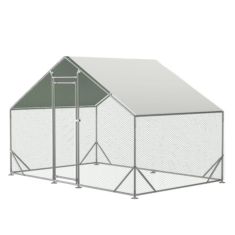 Large Chicken Coop Metal Chicken Run with Waterproof and Anti-Uv Cover