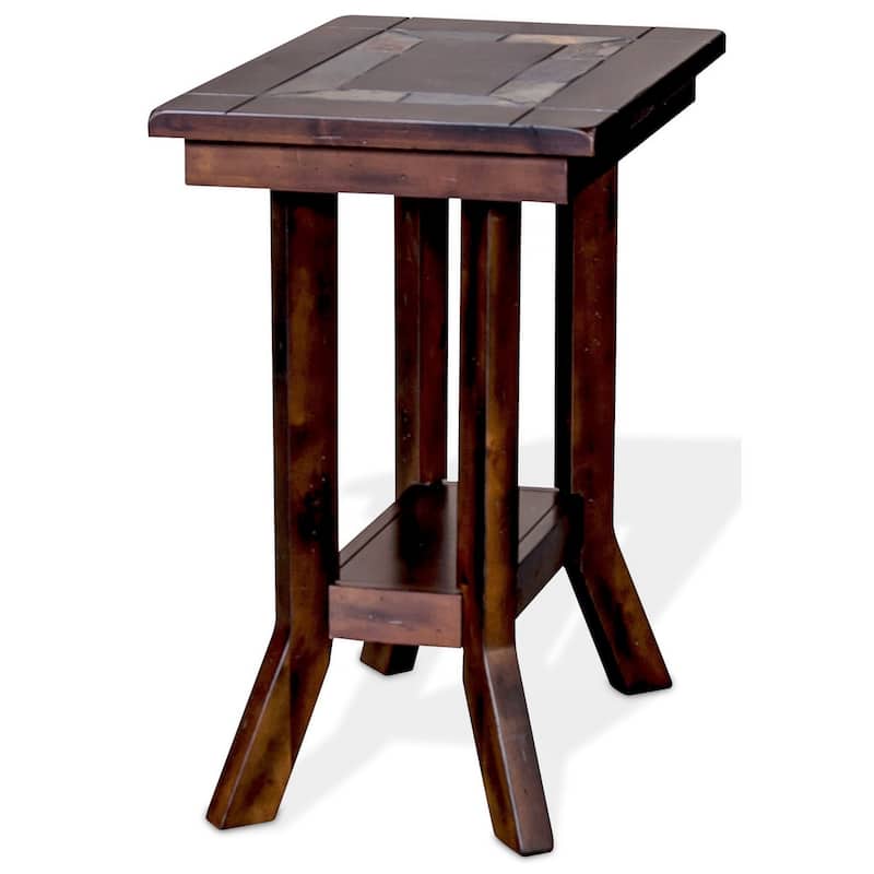 Odel Accent Chairside Table, Dark Brown Mahogany, Rectangular 25 Inch