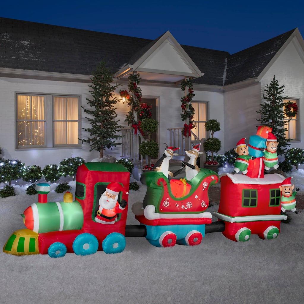 Gemmy Colossal Christmas Inflatable Train, 6.5 ft Tall
