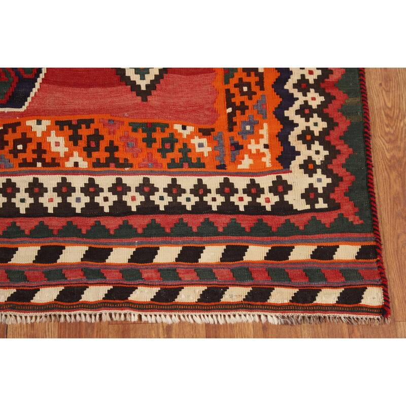 Kilim Qashqai Persian Vintage Area Rug Hand-Woven Bedroom Wool Carpet - 4'10"x 8'1"