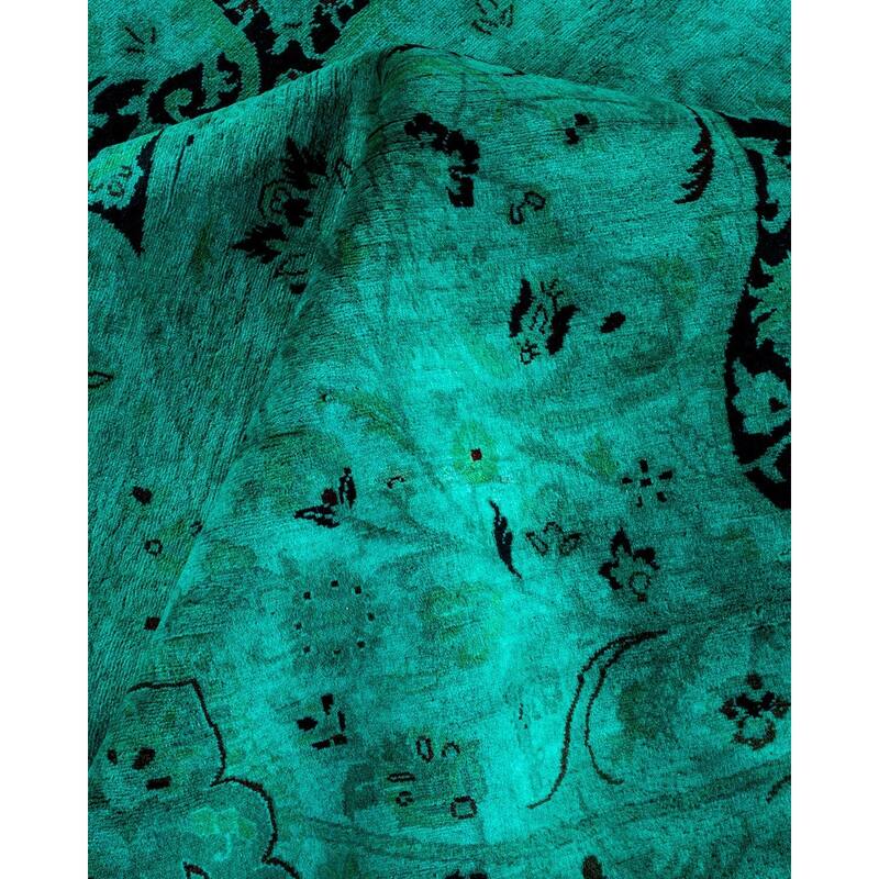 Overton Hand Knotted Wool Vintage Inspired Modern Contemporary Overdyed Blue Area Rug - 8' 1" x 10' 6"