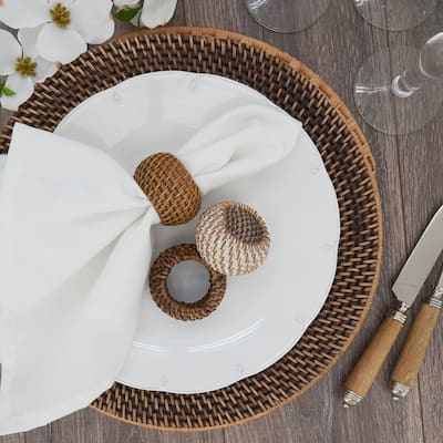 Rattan Napkin Rings With Woven Design (Set of 4)