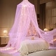 preview thumbnail 3 of 23, YEERSWAG Elegant Princess Bed Canopy Bed Curtain Nets with Luminous Stars Lights Purple