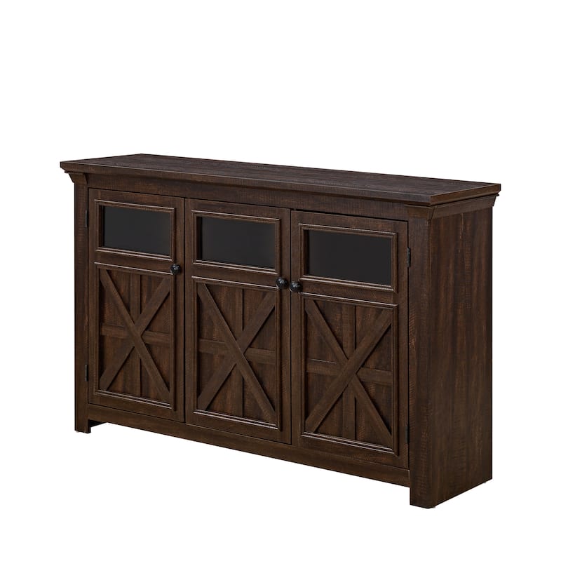 Farmhouse Buffet Cabinet with 3 Cross Doors and Adjustable Shelf for Living Room