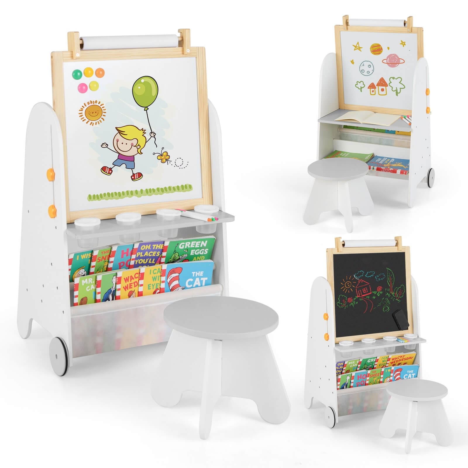 Costway 4-in-1 Kids Art Easel with Stool with Magnetic Whiteboard - See Details