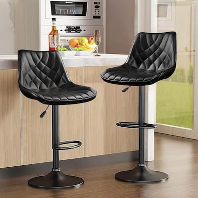 BOSSIN Bar Stools,Counter Heigh Faux Leather Adjustable Bar Stools with Back, Dining Chair