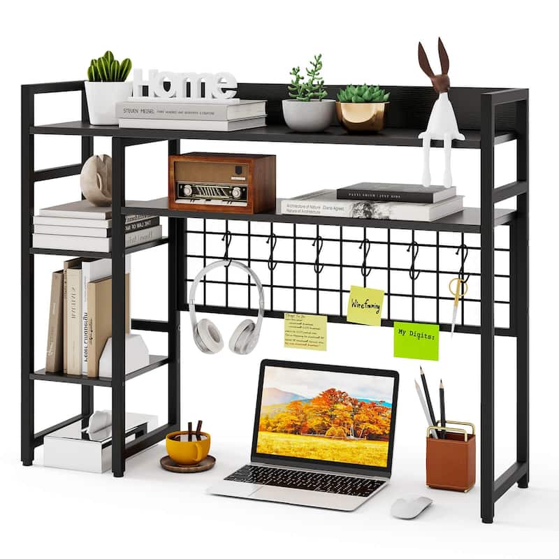 Costway Desk Shelf 4-Tier Desktop Display Rack with Metal Grid Panel & - See Details
