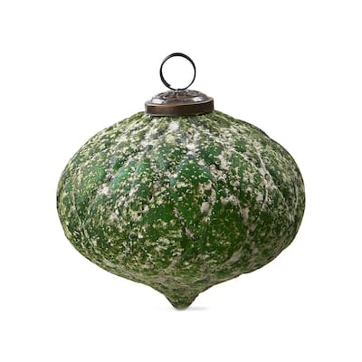 Antiqued Green Diamond Glass Ornament 5 In for Christmas Tree Dark Green Decorative Holiday Decor