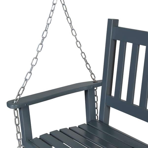 VEIKOUS 4 ft. Outdoor Wood Hanging Patio Porch Swing with Chains for 2