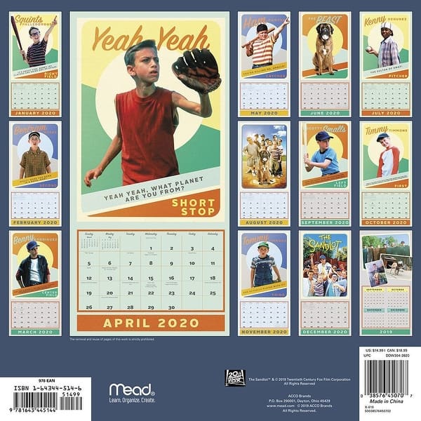 Shop Calendars The Sandlot Wall Calendar With High Quality Paper Suitable For Pen And Pencil Notetaking