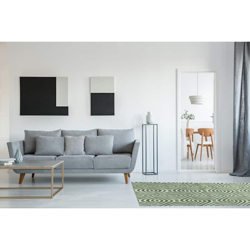 Green Modern Contemporary Tufted Stripes Area Rug - Stylish Elegance and Vibrant Design - 8' x 10'