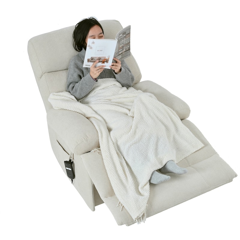 Oversized Power Lift Recliner Chair For Elderly,Reclining Sofa Chair With Remote Control,Side Pocket,Spacious Seat
