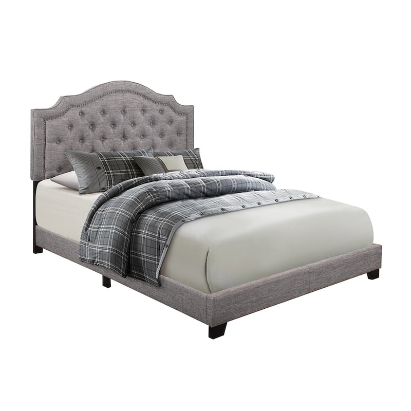 Verine Grey Fabric Upholstered Tufted Bed