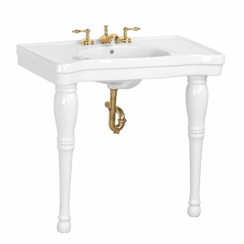 Console Bathroom Sinks 36" W White Belle Epoque Console Sinks with 2 Porcelain Legs Renovators Supply