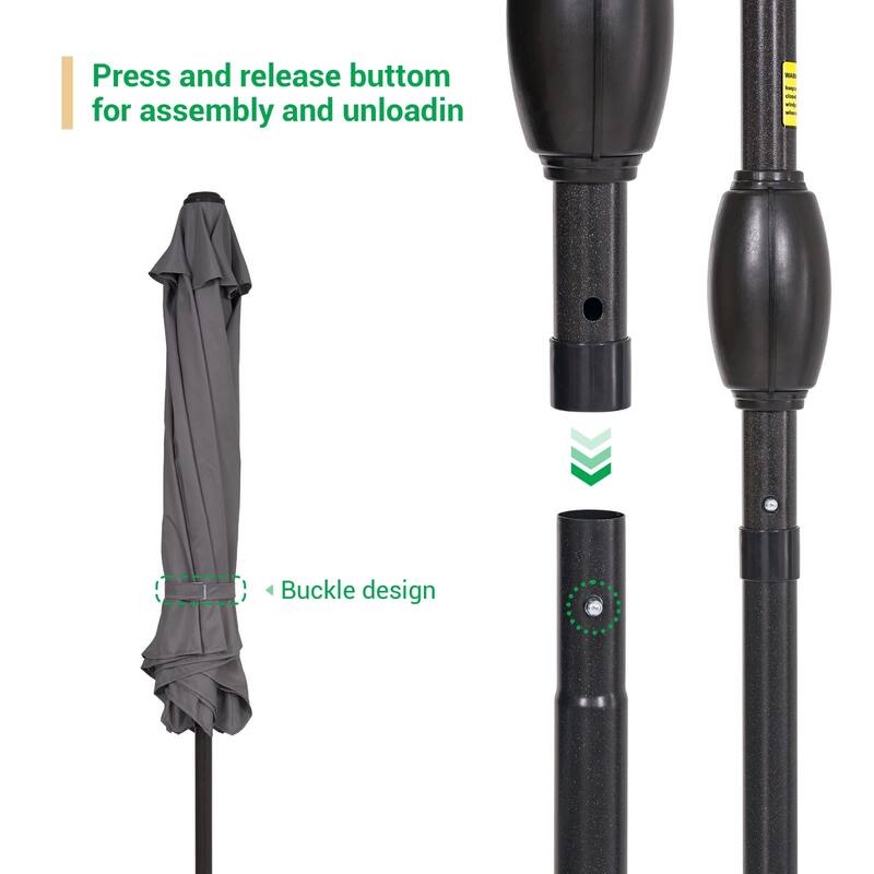 LIVOOSUN 7.5ft Steel Patio Market Umbrella Tilt System
