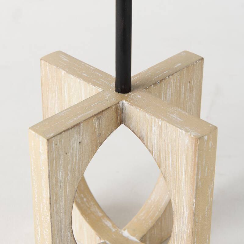 Cambie 5.7L x 5.7W x 10.0H Light Brown Wood W/Black Metal Small Candle Holder