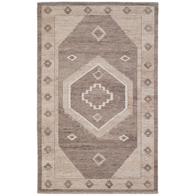 Terra by Obeetee Leah Noah Coffee Rug - Natural/Criss Cross - 5' x 7'6"