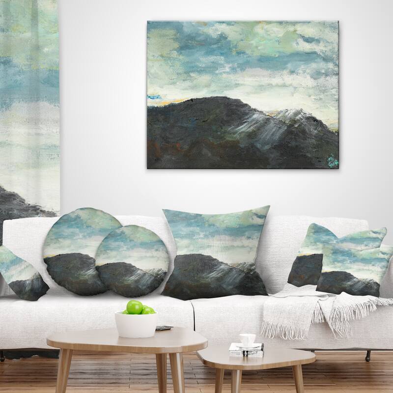 Mountain Peak Under Cloudy Sky - Landscape Canvas Print - Blue