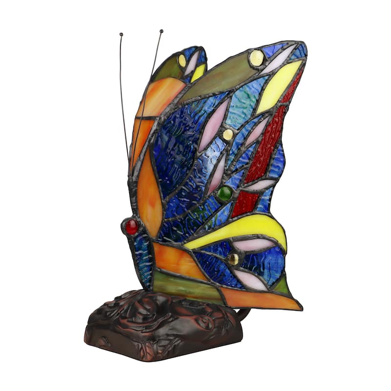 Tiffany Style, Butterfly Design 1 Light Table Lamp - 9.88 inches high