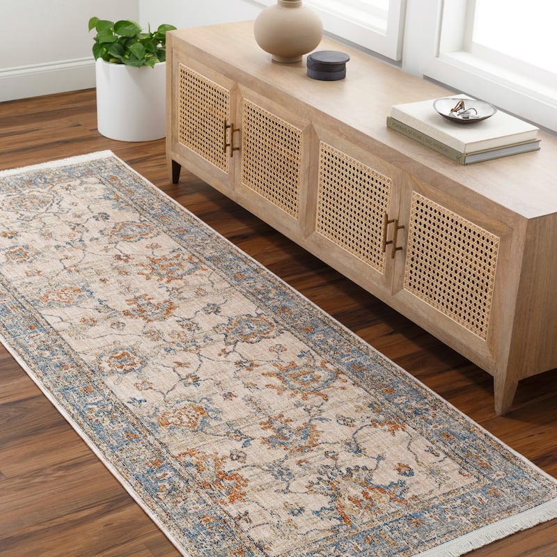 Keren Traditional Area Rug - 2' 10" x 8' - Ivory/Blue