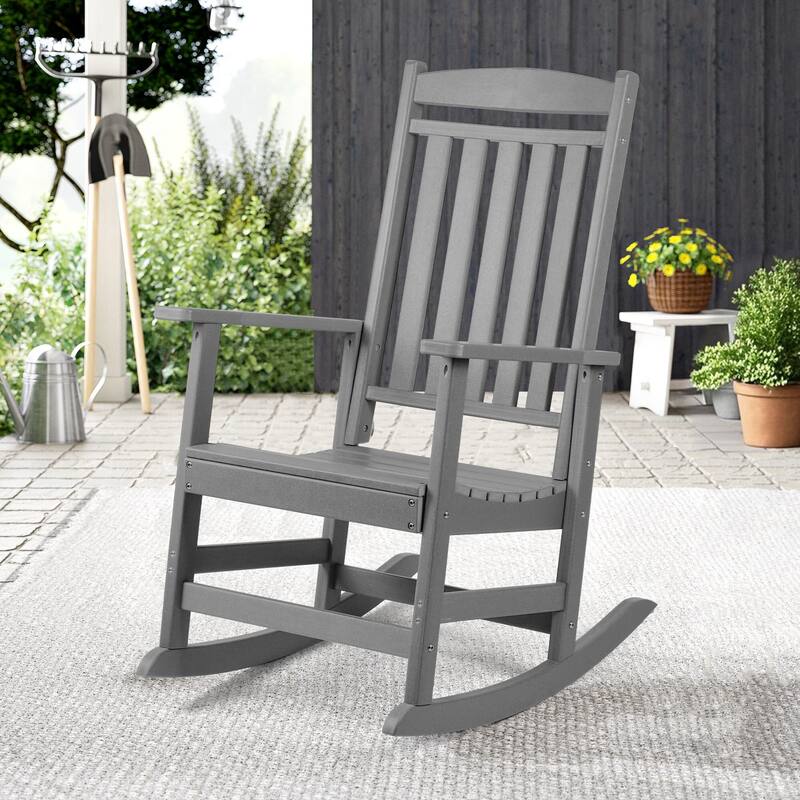 Vrakae All Weather Outdoor High Back Rocking Chair