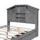 preview thumbnail 8 of 7, Full Size Wood Platform Bed with House-Shaped Storage Headboard and 2 Drawers, Gray Finish