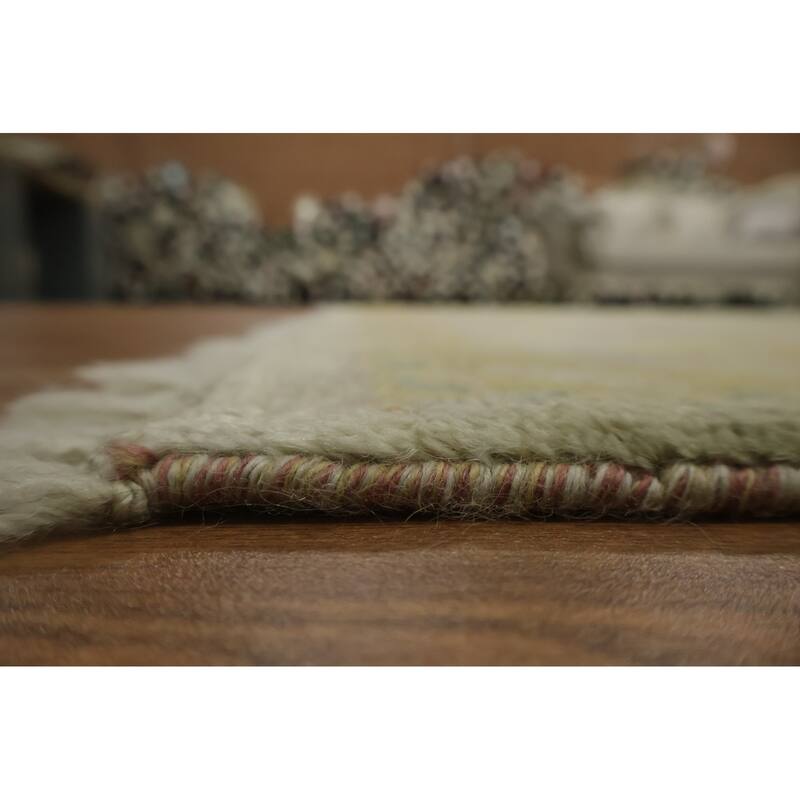 Hand Knotted Oriental 100% Wool Carpet Transitional All-Over Green Oushak Area Rug - 12' 10'' X 10' 5''