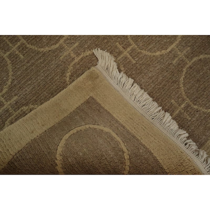 Hand Knotted Oriental 100% Wool Carpet Modern Geometric Brown Nepalese Area Rug - 8' 0'' X 5' 0''