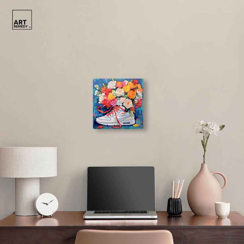 Whimsical Sneaker with Flowers Canvas by Art Remedy, Gallery Wrapped