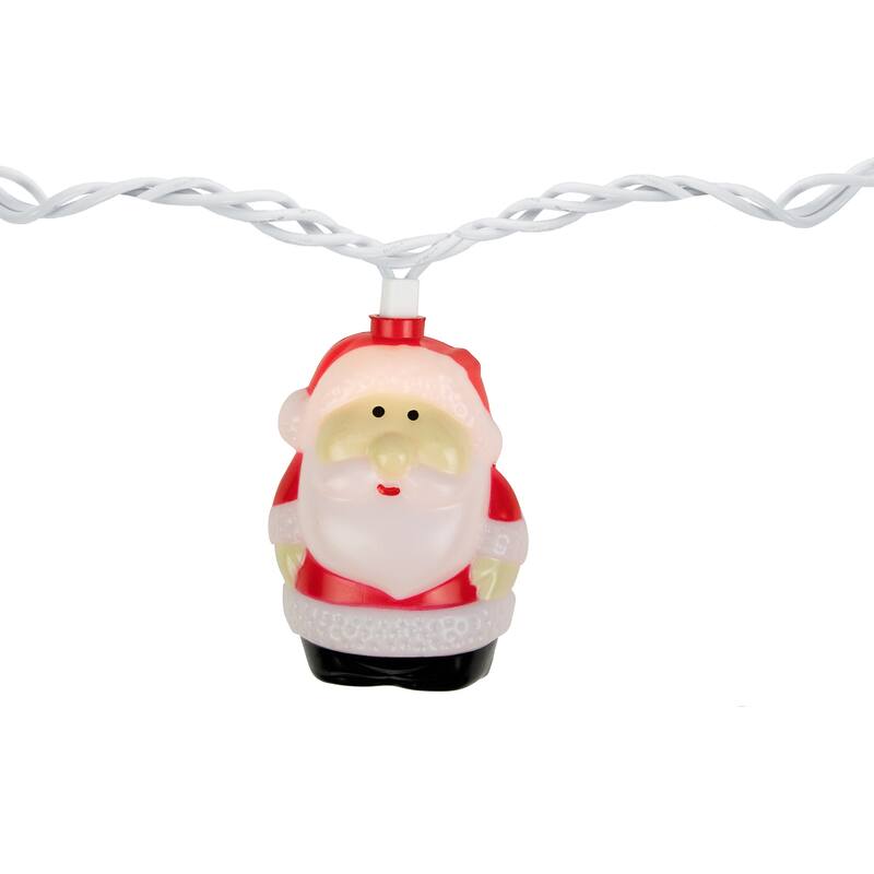 Santa Claus Christmas Light Set - Clear - 6' Green Wire - 10ct