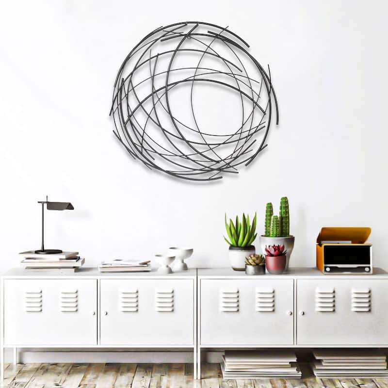 Denine Black Metal Abstract Round Wall Decor