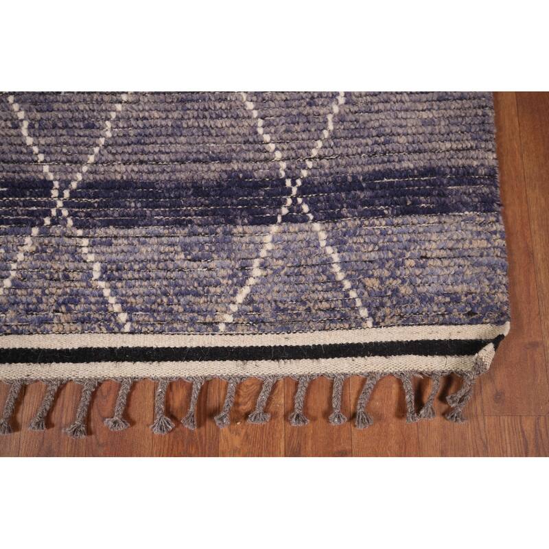 All-Over Trellis Moroccan Area Rug Hand-Knotted Wool Carpet - 4'10"x 9'1"