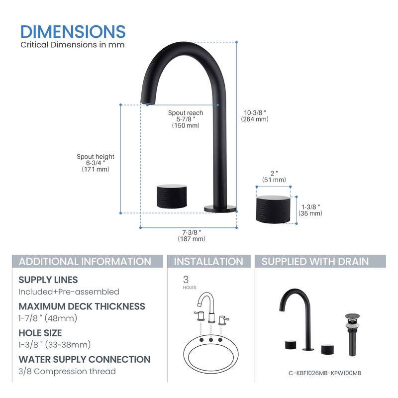 Circular X 8" Bathroom Sink Widespread Faucet with Drain Assembly