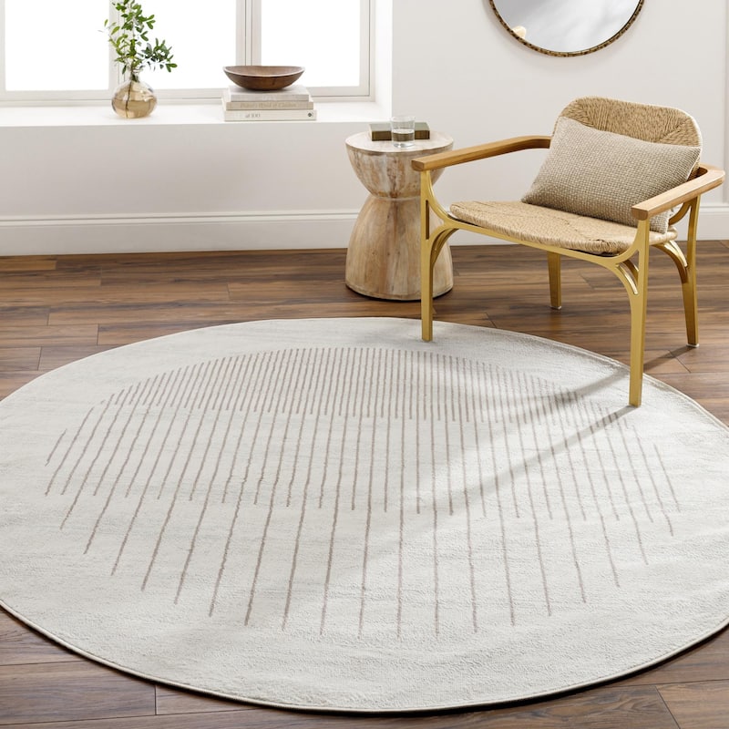 Livabliss Floransa Minimalist Ombre Area Rug - Beige/Cream - 6'7" x 6'7" Round