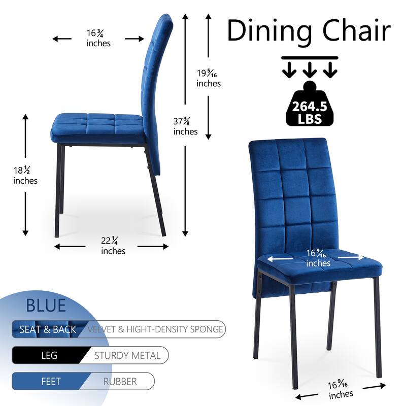 5-Piece of Dining Set Including Velvet High Back Nordic Dining Chair & Creative Design MDF Dining Table