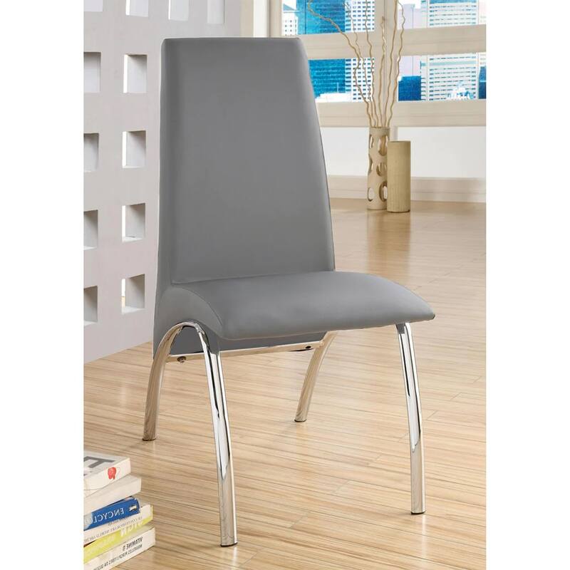 2PCS Leatherette Upholstered Side Chairs with Chrome Legs