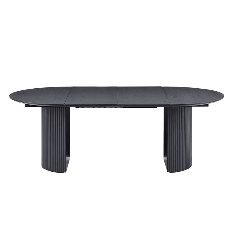 Solid Top Kitchen Oval Expandable Dining Table