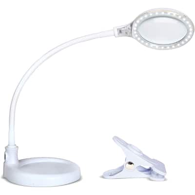 Brightech Lightview Flex LED 3 Diopter 2-in-1 Magnifier Table Lamp - White