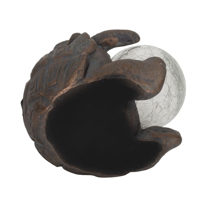 Sagebrook Home 7" Turtle Featuring a Solar Orb in Antique Copper Finish, Durable Polyresin Decor