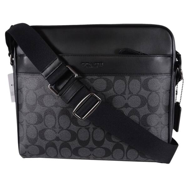 Shop Coach Men S F28456 Grey Black Coated Canvas Signature Camera