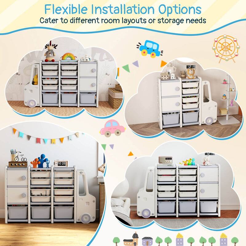 Costway Kids Toy Storage Organizer with 2 Cabinets & 11 Removable Bins - See Details