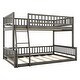 preview thumbnail 26 of 24, Full XL over Queen Bunk Bed with Ladder and Guardrails Convertible Wooden Bunk Bed Frame for Kids Teens, No Box Spring Needed