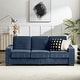 preview thumbnail 15 of 39, 83.86" Corduroy Fabric 3-Seater Sofa with Cup Holders Blue