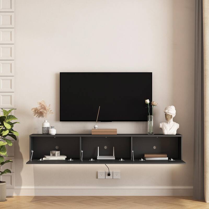 69" Modern TV Stand, Stylish Floating TV Cabinet Entertainment Center for 55-70 Inch TVs
