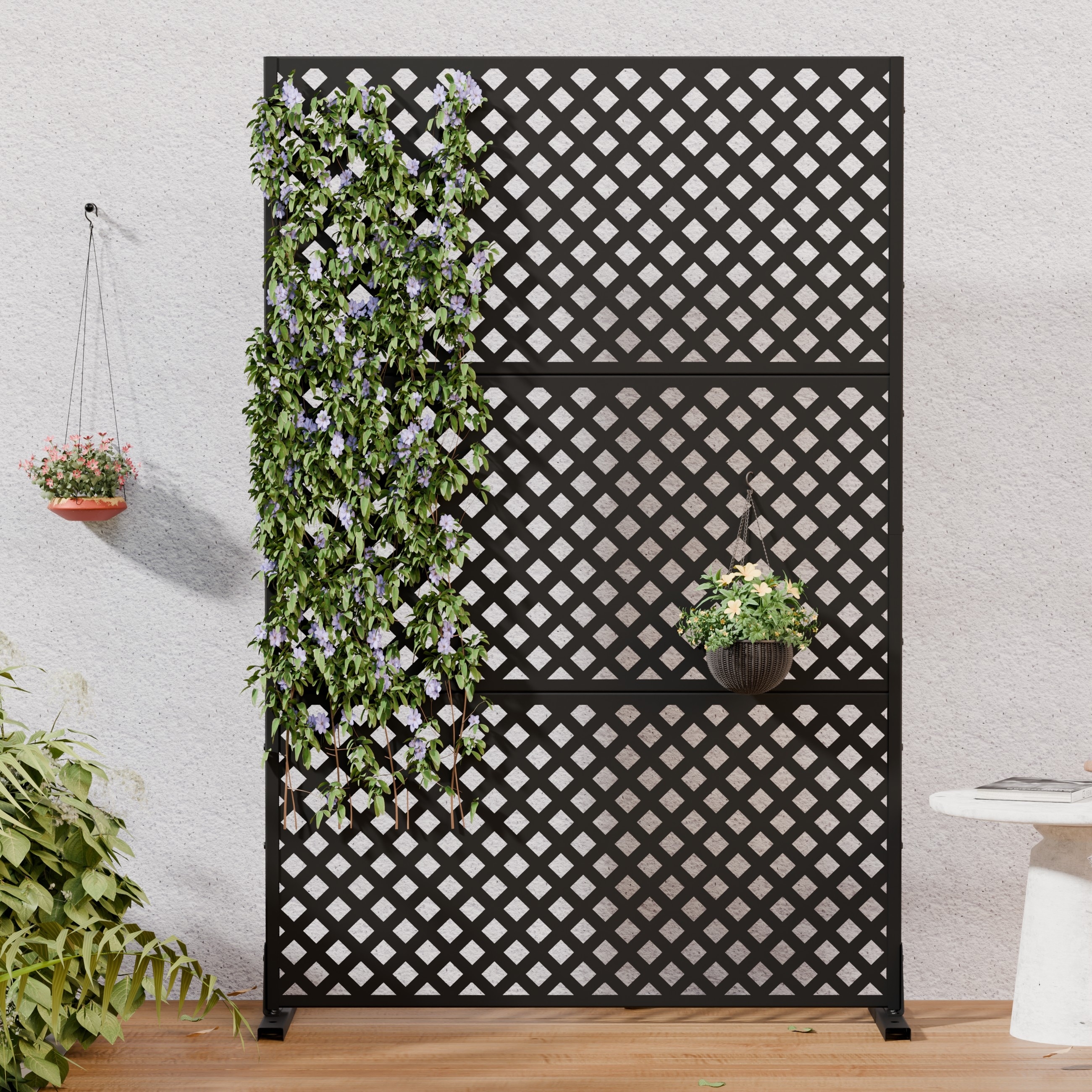 Outdoor Freestanding Metal Privacy Screen Decorative Partition Panel for Patio Garden Balcony