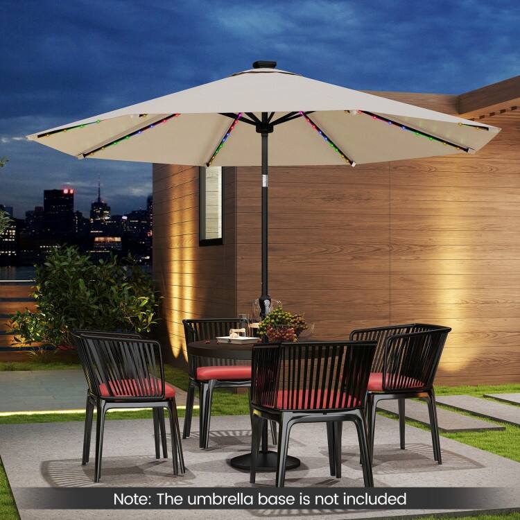 Polyester Metal Solar Patio Umbrella with LED Lights